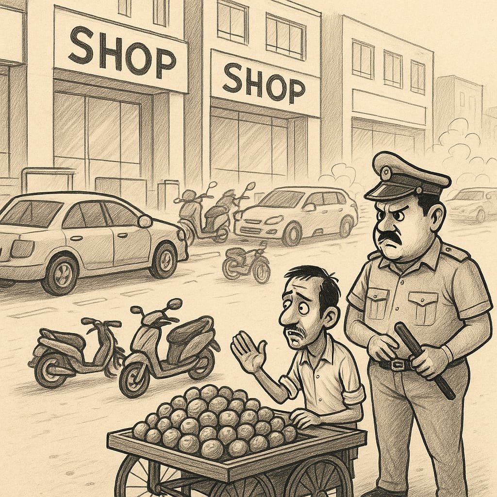 The whips of campaigns are reddening the backs of poor street vendors, but are soft on malls and showrooms