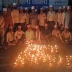 On Diwali, hundreds of people lit lamps with their blood to remind Smriti Irani and Digvijay Singh of their promise.